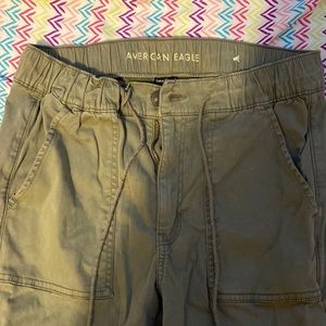 American eagle green jean joggers, size 12